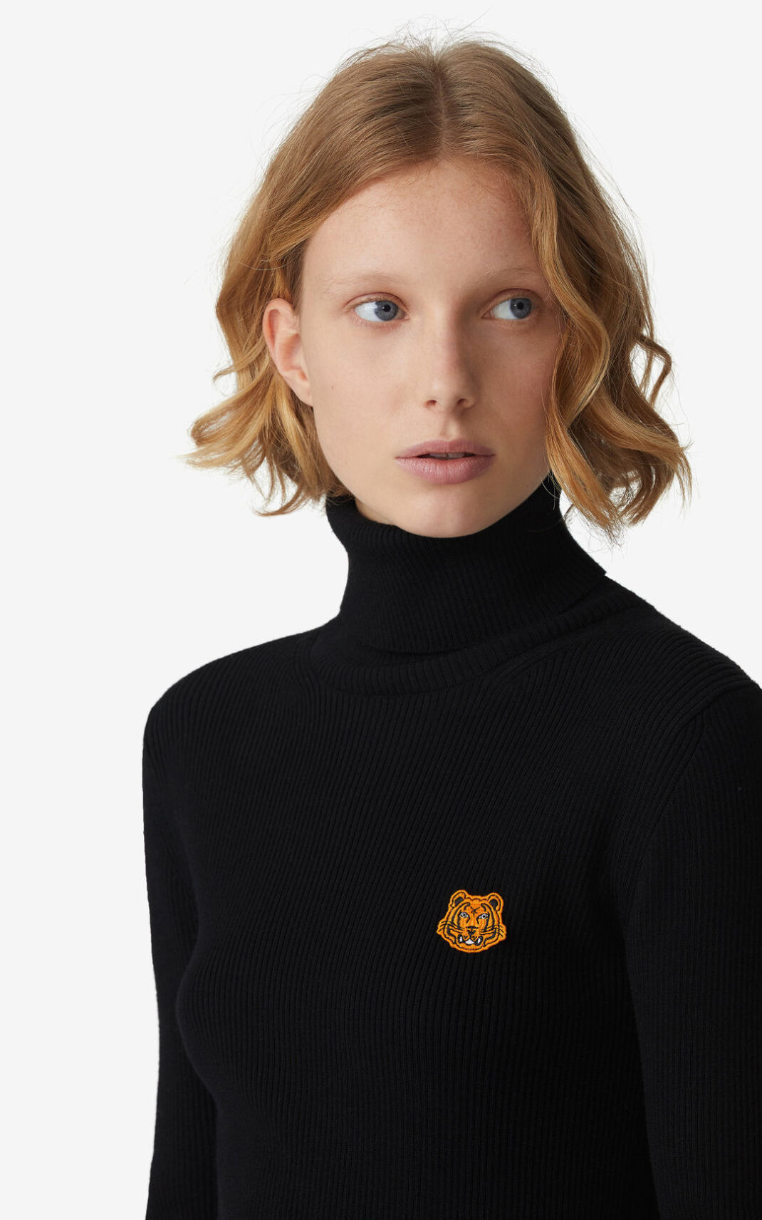 Kenzo Tiger Crest roll neck Jerseys Mujer Negras | 3205798-RO